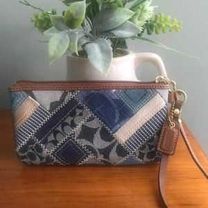 Blue/Patchwork Coach Wristlet